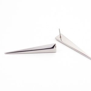 Silver Triangle Drop Dangle Earrings 2" Spike
